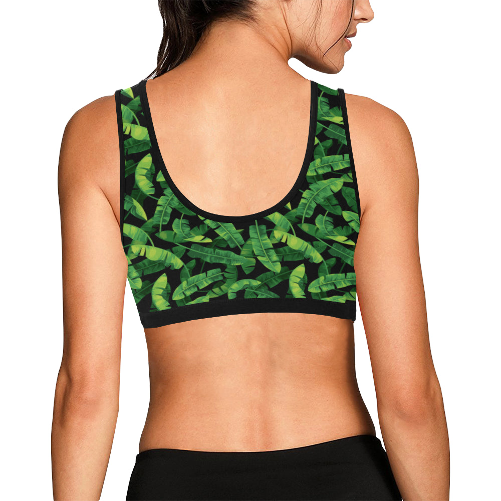 Banana Leaf Pattern Print Design 02 Sports Bra
