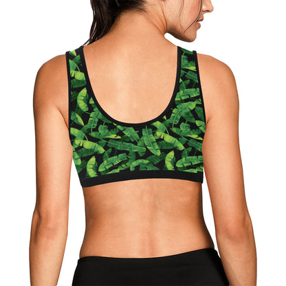Banana Leaf Pattern Print Design 02 Sports Bra