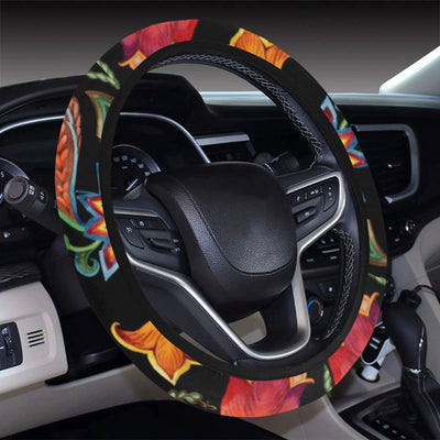 Tulip Boho Pattern Print Design TP09 Steering Wheel Cover with Elastic Edge