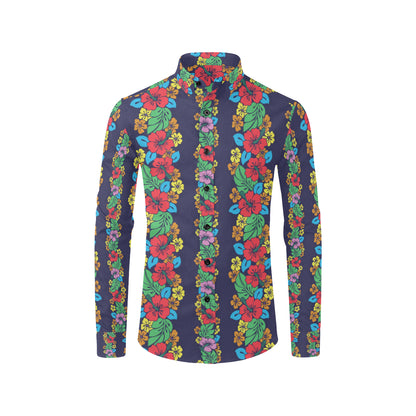 Hawaiian Themed Pattern Print Design H03 Men's Long Sleeve Shirt