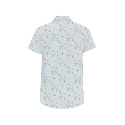 Poodle Pattern Print Design A05 Men's Short Sleeve Button Up Shirt
