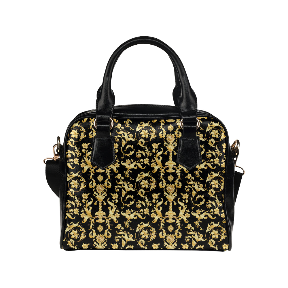 Baroque Golden Pattern Print Design 04 Shoulder Handbag