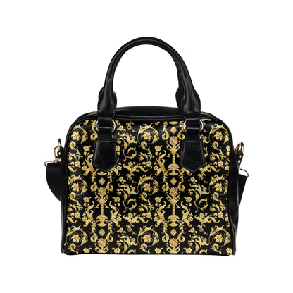 Baroque Golden Pattern Print Design 04 Shoulder Handbag