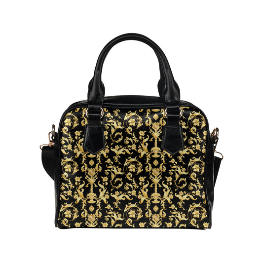 Baroque Golden Pattern Print Design 04 Shoulder Handbag