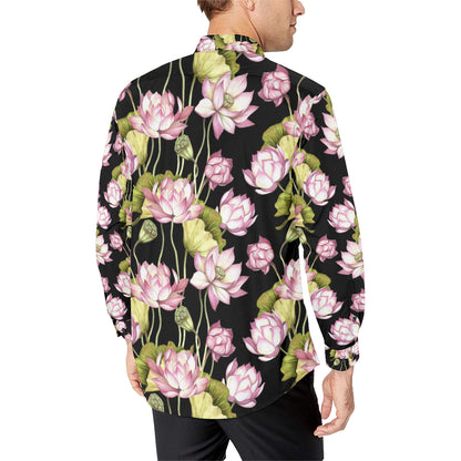 Water Lily Pattern Print Design WL06 Men's Long Sleeve Shirt