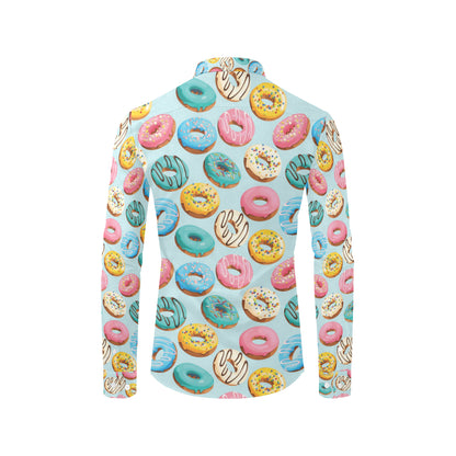 Donut Pattern Print Design DN05 Men's Long Sleeve Shirt