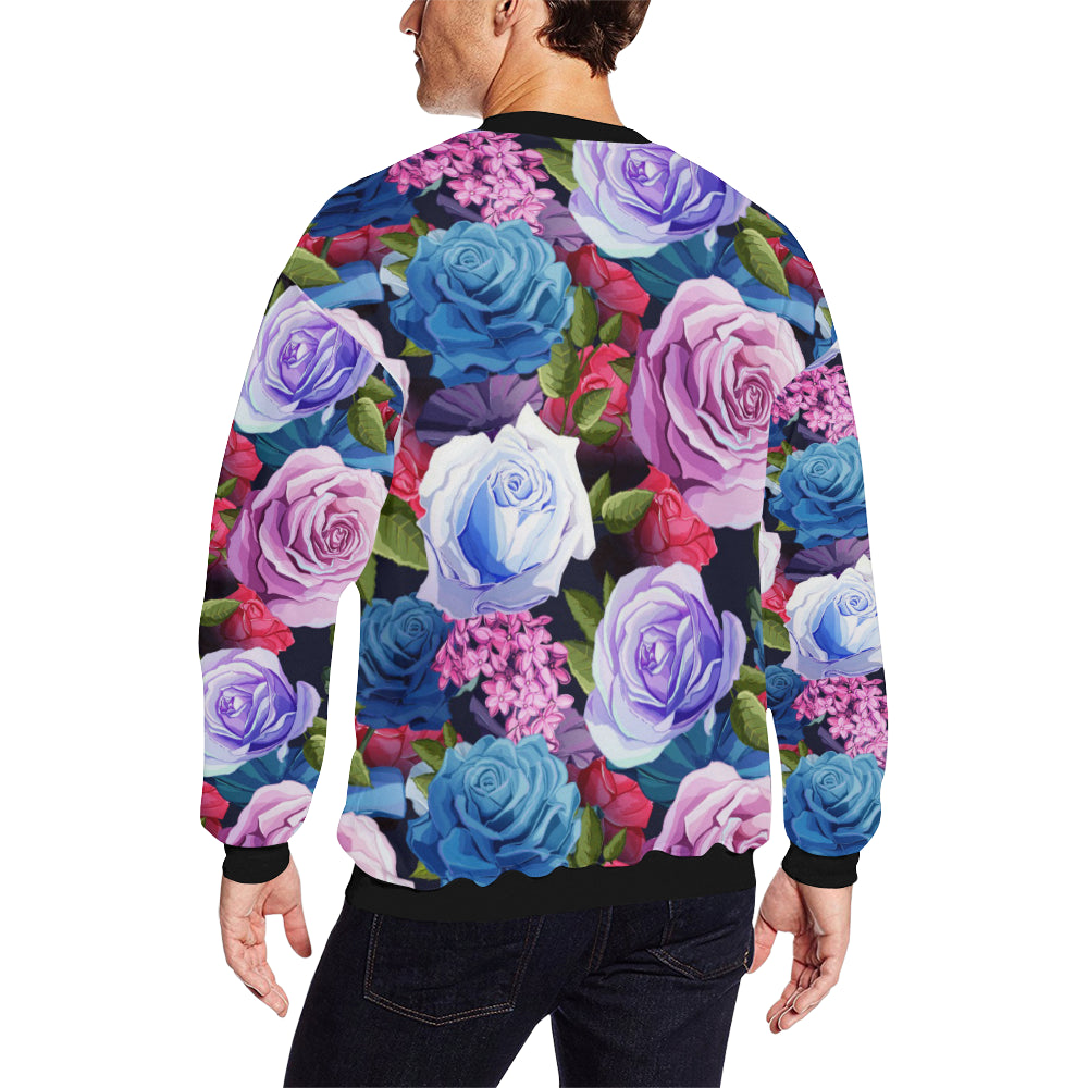 Rose Pattern Print Design RO09 Men Long Sleeve Sweatshirt