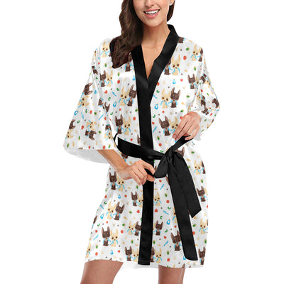 Chihuahua Pattern Print Design 06 Women's Short Kimono