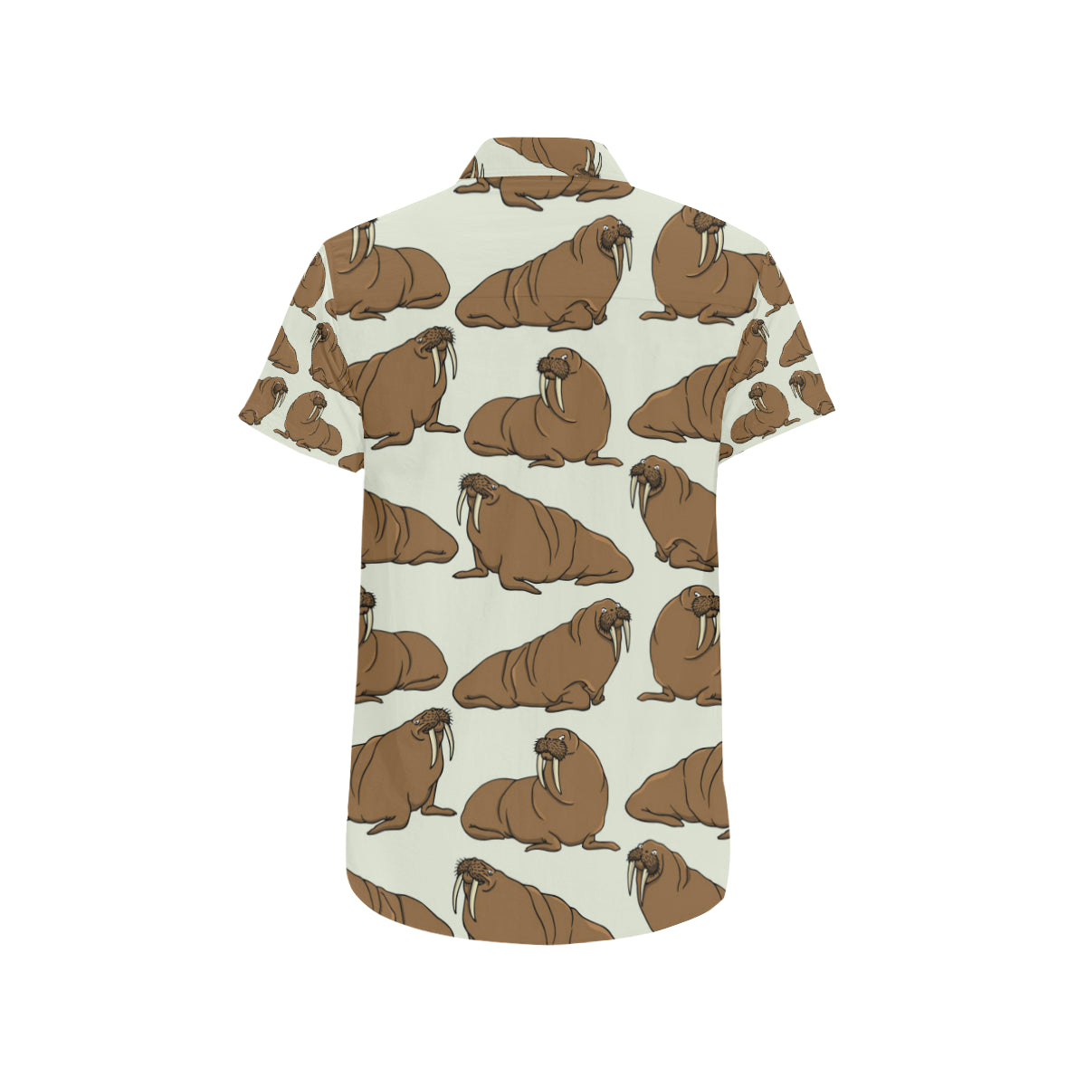 Walrus Pattern Print Design 03 Men's Short Sleeve Button Up Shirt