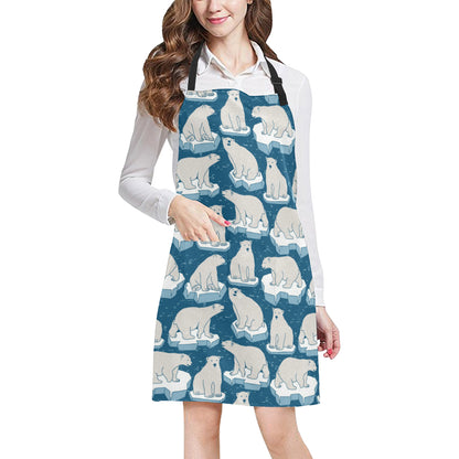 Polar Bear Pattern Print Design PB03 Apron with Pocket