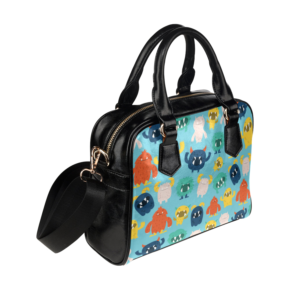 Monster Cartoon Pattern Print Design 03 Shoulder Handbag
