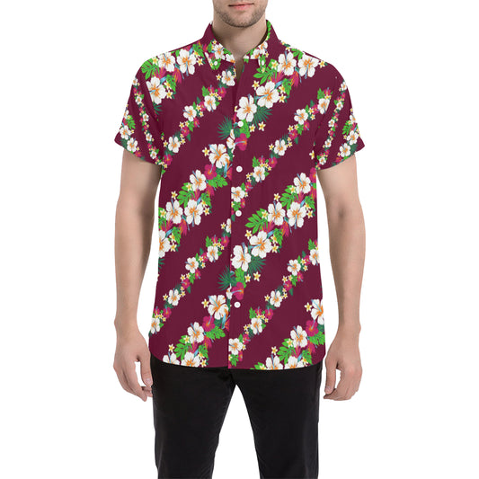 Hawaiian Themed Pattern Print Design H06 Men's Short Sleeve Button Up Shirt