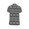 Aztec Black White Print Pattern Men's Short Sleeve Button Up Shirt