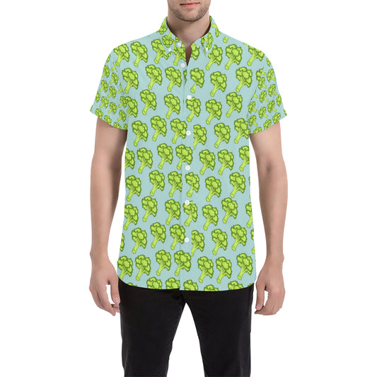Broccoli Pattern Print Design 02 Men's Short Sleeve Button Up Shirt