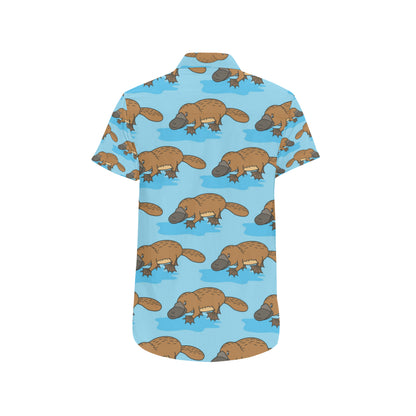 Platypus Pattern Print Design A02 Men's Short Sleeve Button Up Shirt