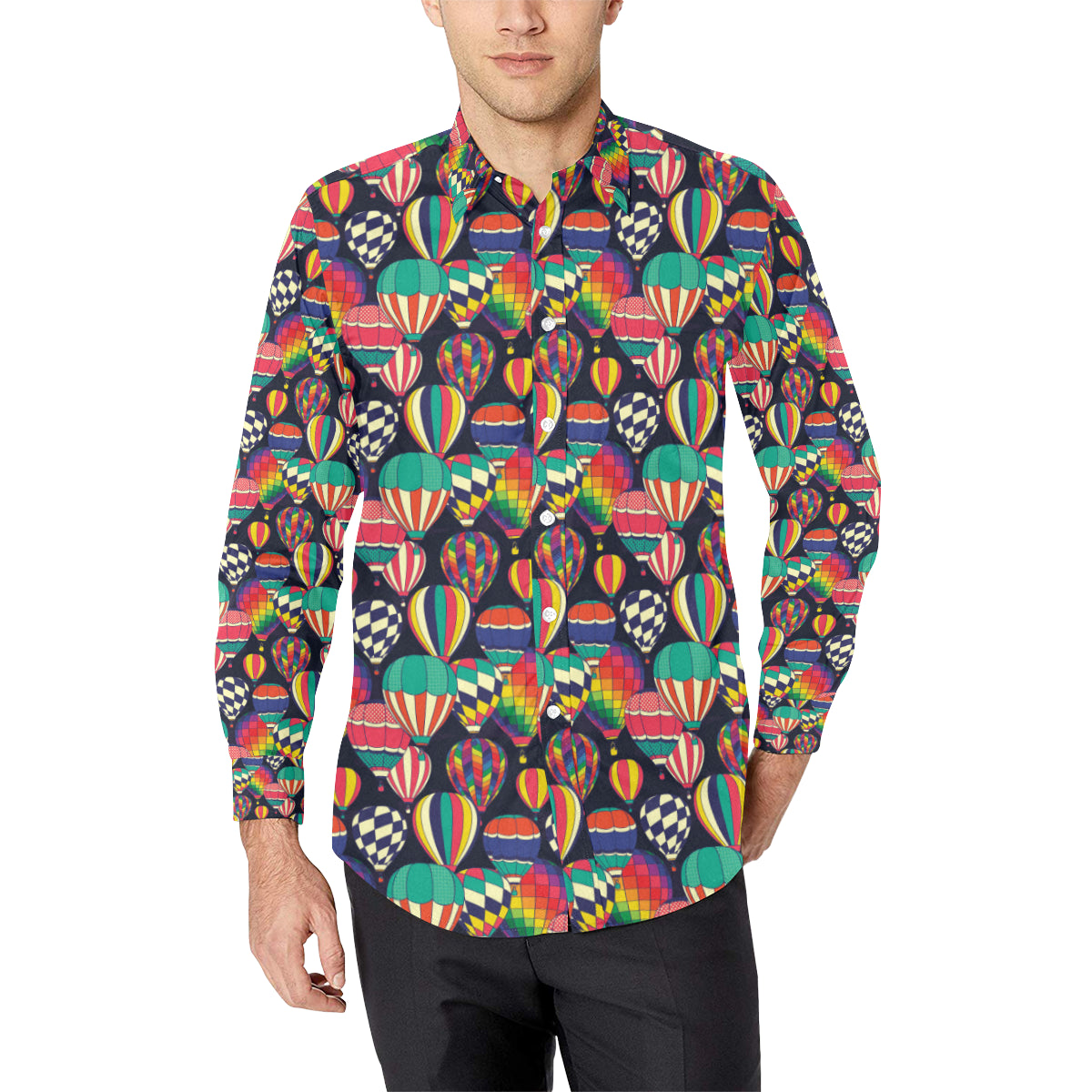 Ballon Pattern Print Design 02 Men's Long Sleeve Shirt