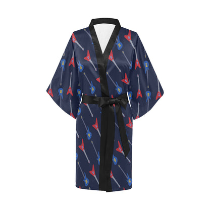 Electric Guitar Pattern Print Design 01 Women's Short Kimono