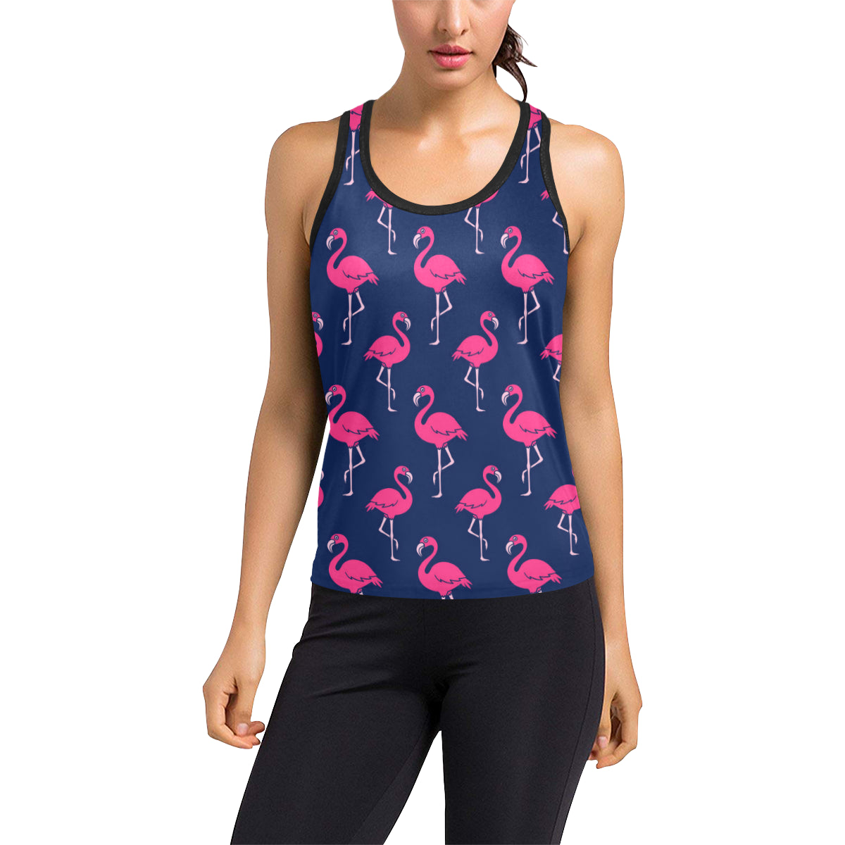 Pink Flamingo Pattern Women's Racerback Tank Top