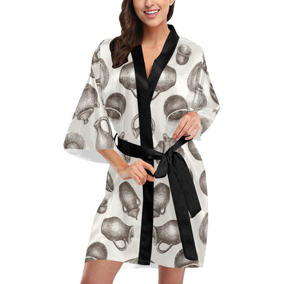Pottery Pattern Print Design A01 Women's Short Kimono