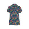 lotus Boho Pattern Print Design LO04 Men's Short Sleeve Button Up Shirt