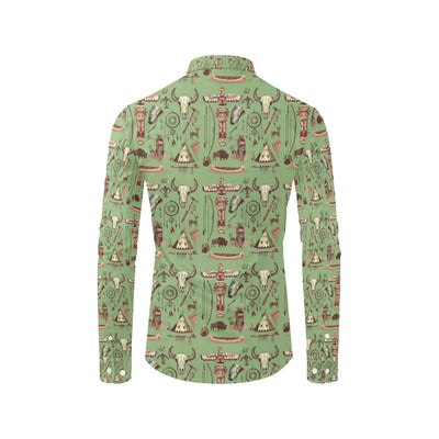 Native Indian Themed Design Print Men's Long Sleeve Shirt