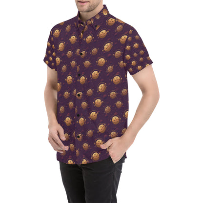 Cookie Pattern Print Design 03 Men's Short Sleeve Button Up Shirt