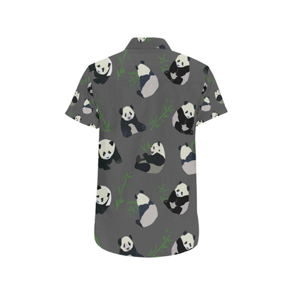 Panda Pattern Print Design A06 Men's Short Sleeve Button Up Shirt