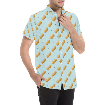 Peanut Pattern Print Design A03 Men's Short Sleeve Button Up Shirt