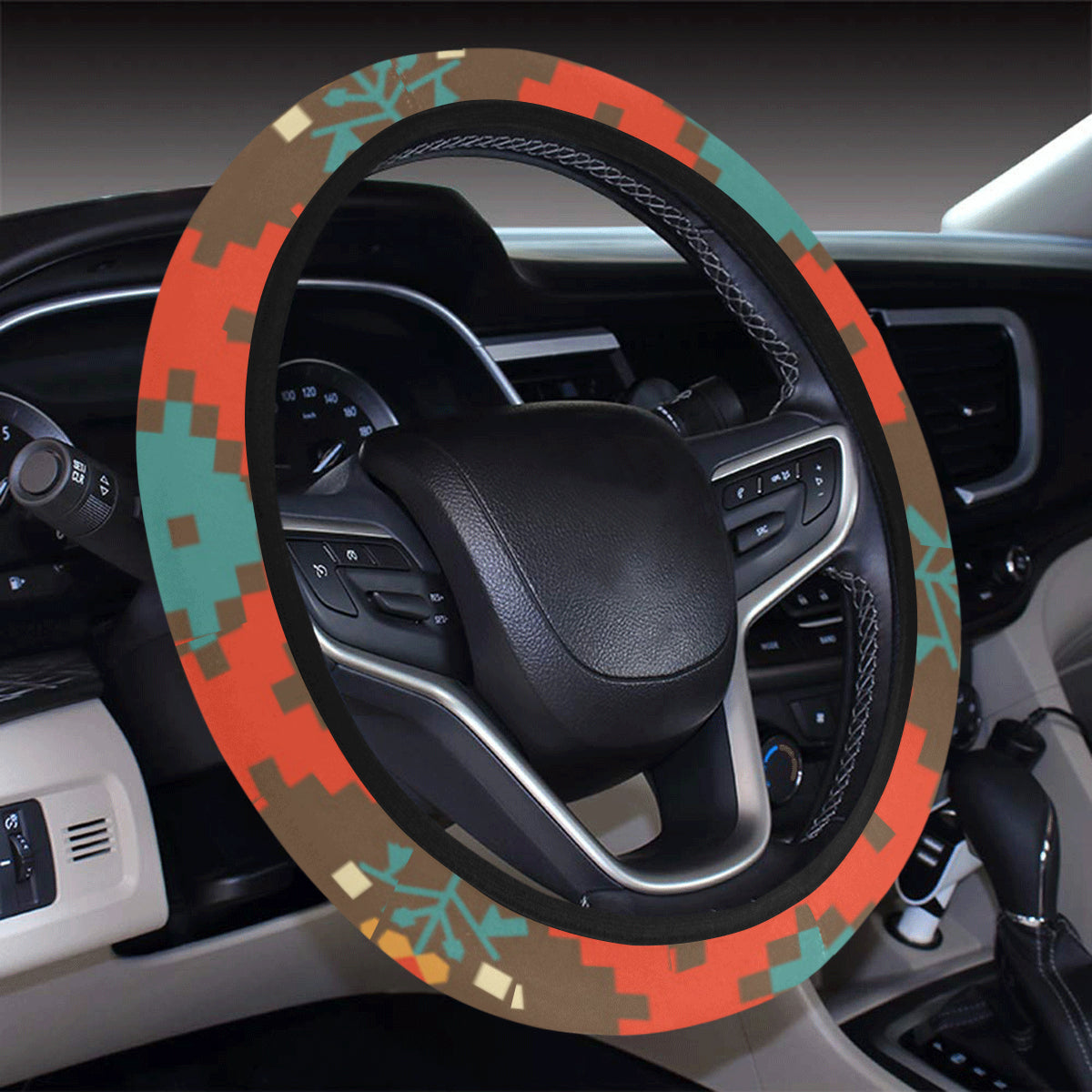 Native Pattern Print Design A01 Steering Wheel Cover with Elastic Edge