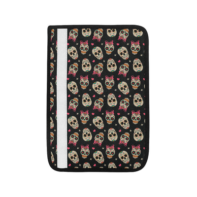 Sugar Skull Pink Bow Themed Print Car Seat Belt Cover