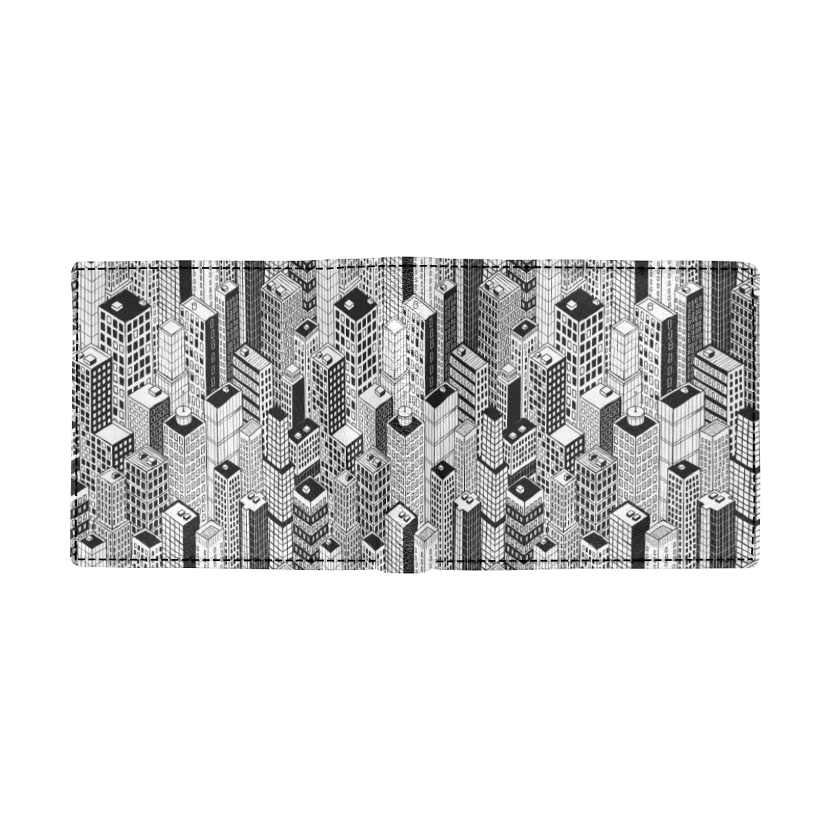 City  Pattern Print Design 02 Men's ID Card Wallet