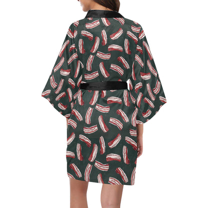 Bacon Pattern Print Design 02 Women's Short Kimono