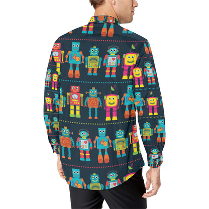 Robot Pattern Print Design A01 Men's Long Sleeve Shirt