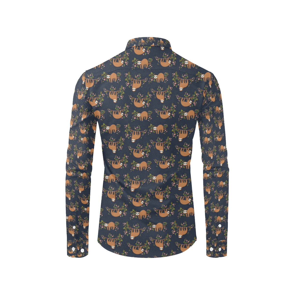 Sloth flower Design Themed Print Men's Long Sleeve Shirt