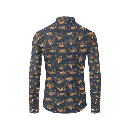 Sloth flower Design Themed Print Men's Long Sleeve Shirt