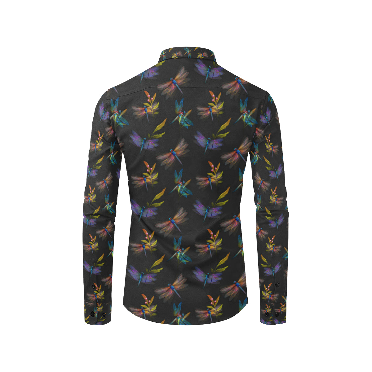 Dragonfly Colorful Realistic Print Men's Long Sleeve Shirt