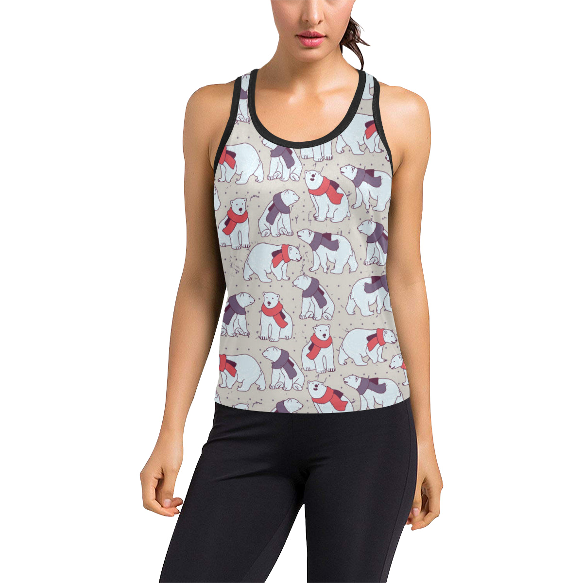Polar Bear Pattern Print Design PB04 Women's Racerback Tank Top