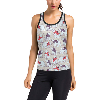 Polar Bear Pattern Print Design PB04 Women's Racerback Tank Top