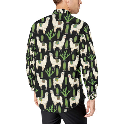 Llama Cactus Pattern Print Design 011 Men's Long Sleeve Shirt