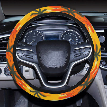 Palm Tree Pattern Print Design PT010 Steering Wheel Cover with Elastic Edge