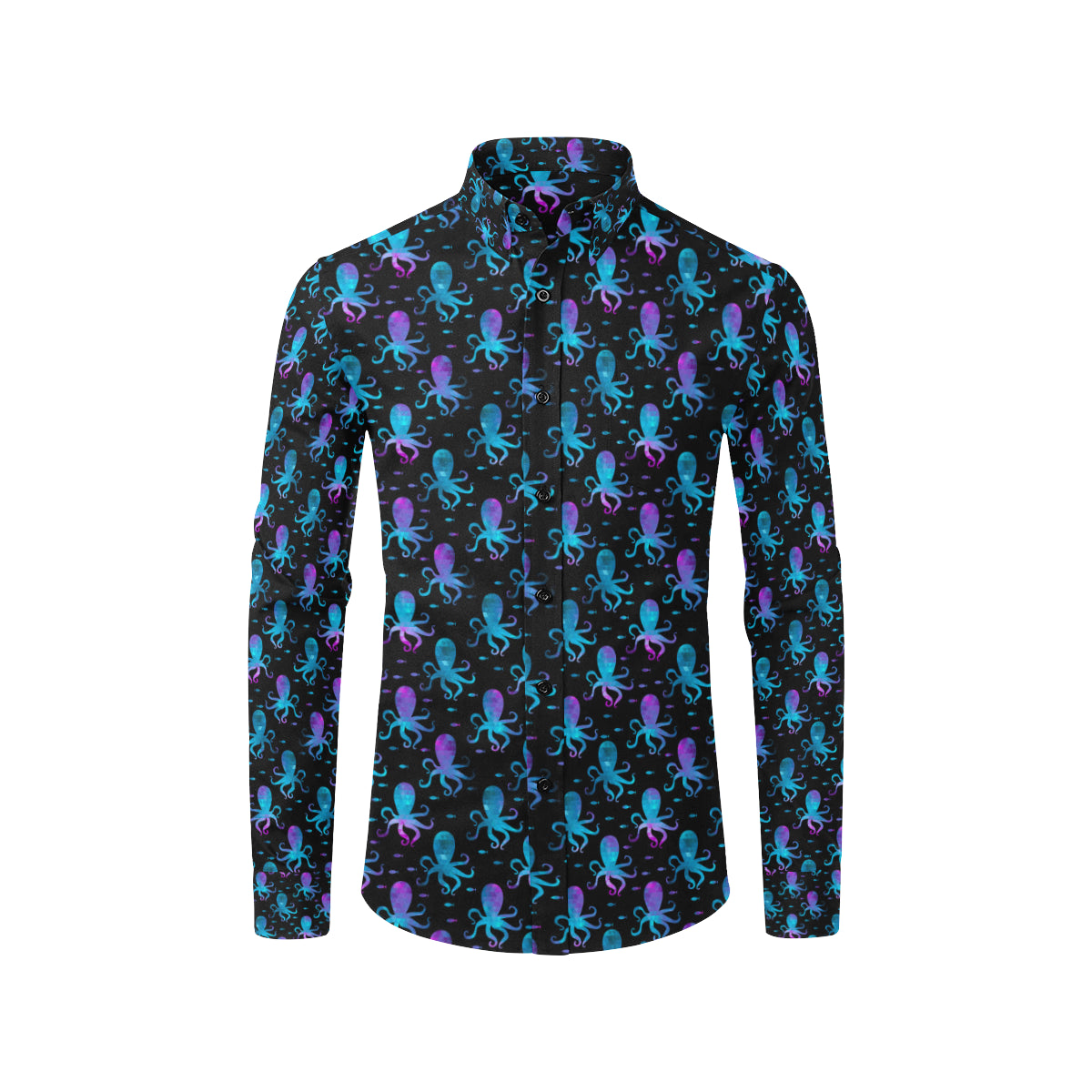 Octopus Blue Design Print Themed Men's Long Sleeve Shirt
