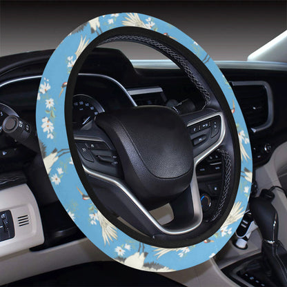 Crane Pattern Print Design 03 Steering Wheel Cover with Elastic Edge