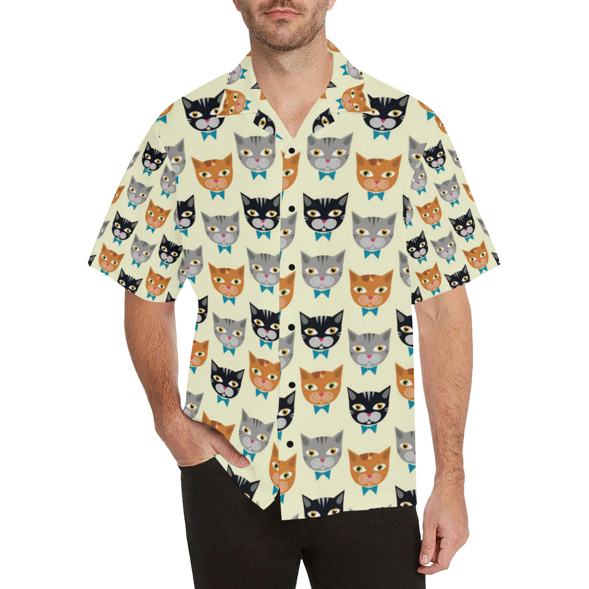 Cat Pattern Print Design 05 Men's Hawaiian Shirt