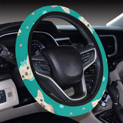 Chihuahua Polka Dot Pattern Steering Wheel Cover with Elastic Edge