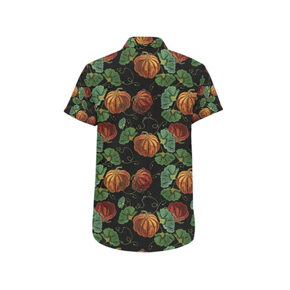 Pumpkin Pattern Print Design A02 Men's Short Sleeve Button Up Shirt
