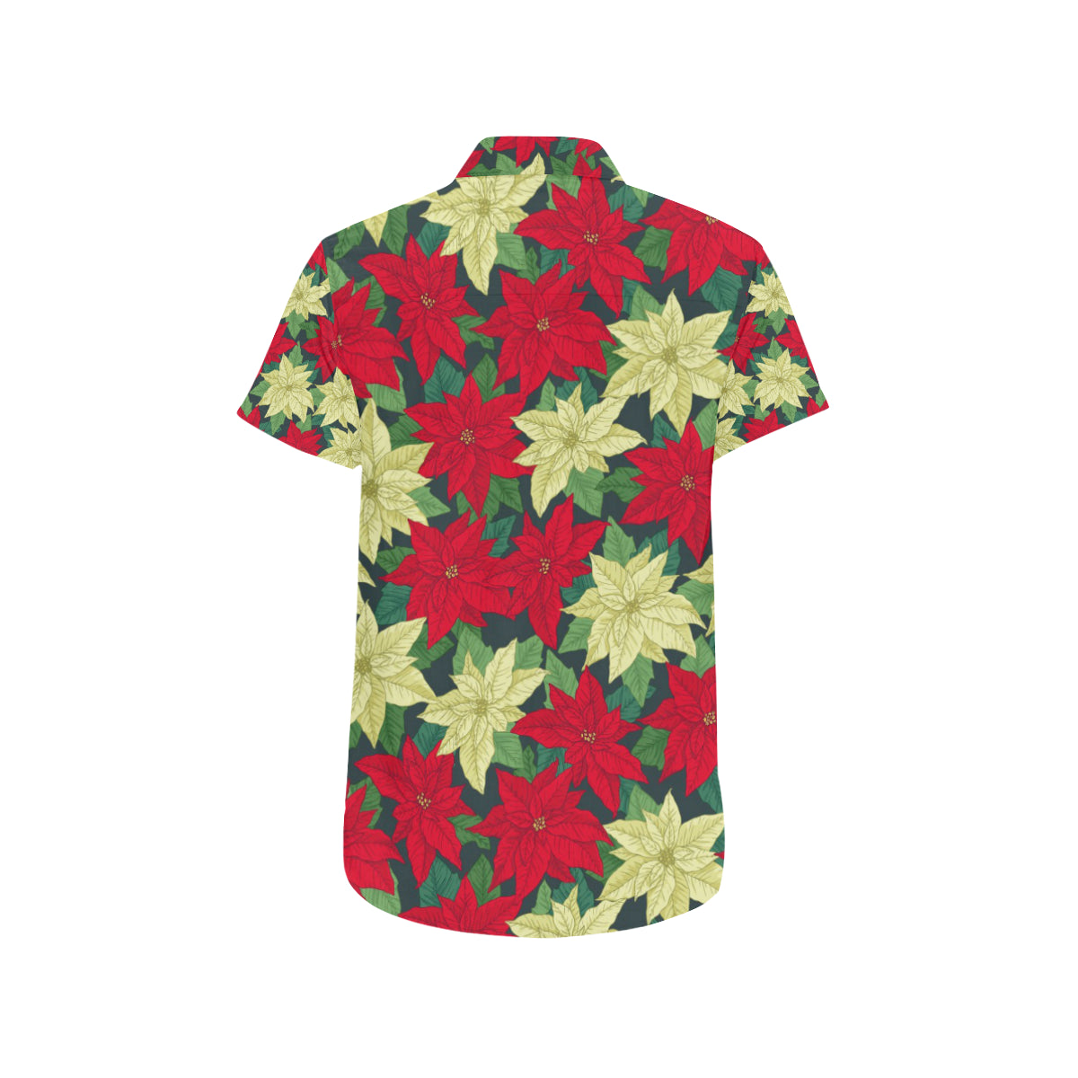 Poinsettia Pattern Print Design POT06 Men's Short Sleeve Button Up Shirt