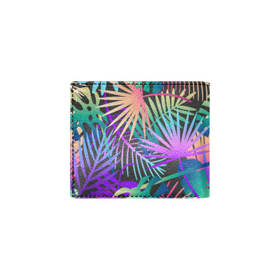 Neon Flower Tropical Palm Leaves Men's ID Card Wallet