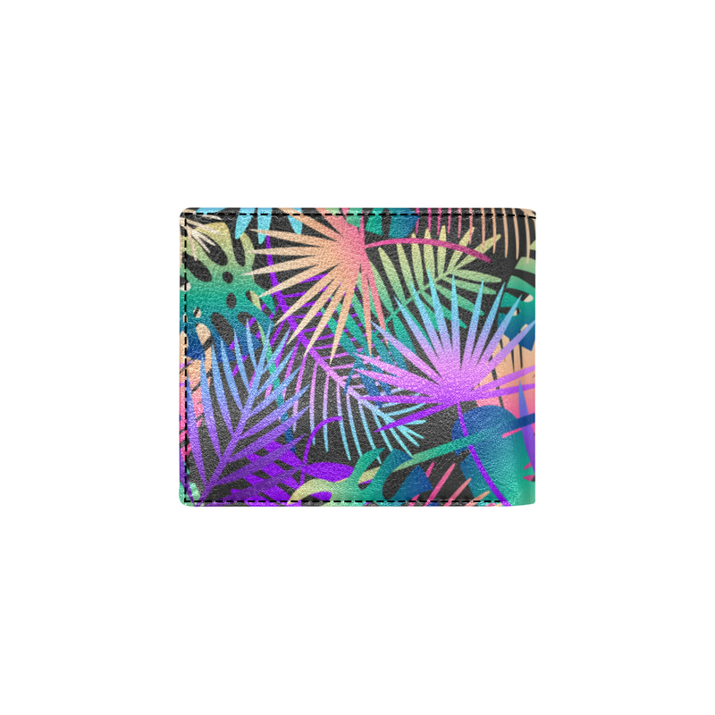 Neon Flower Tropical Palm Leaves Men's ID Card Wallet