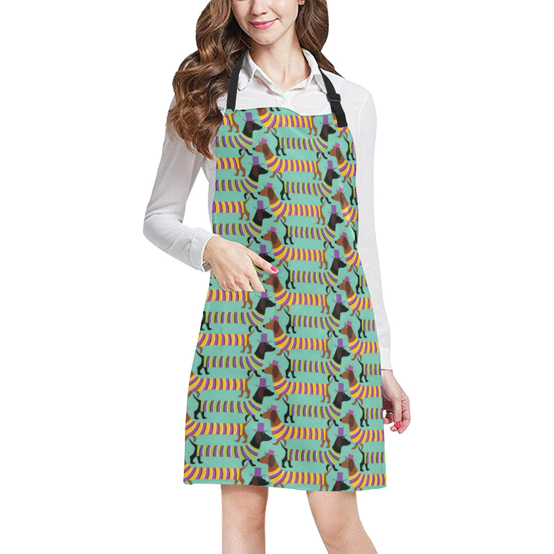 Dachshund Pattern Print Design 05 Apron with Pocket