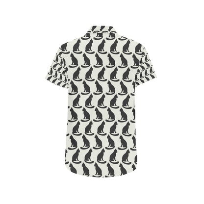 Black Cat Pattern Print Design 02 Men's Short Sleeve Button Up Shirt
